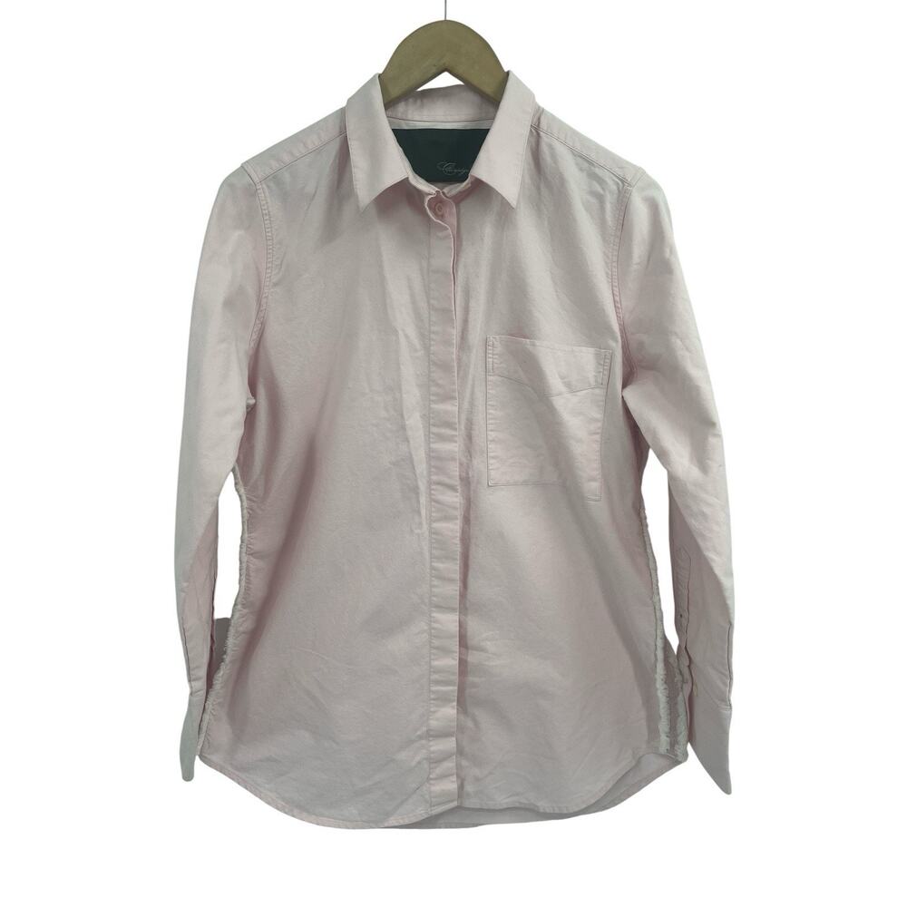Claridge + King Pink Cotton Button Down Dress Shirt Medium Covered Button